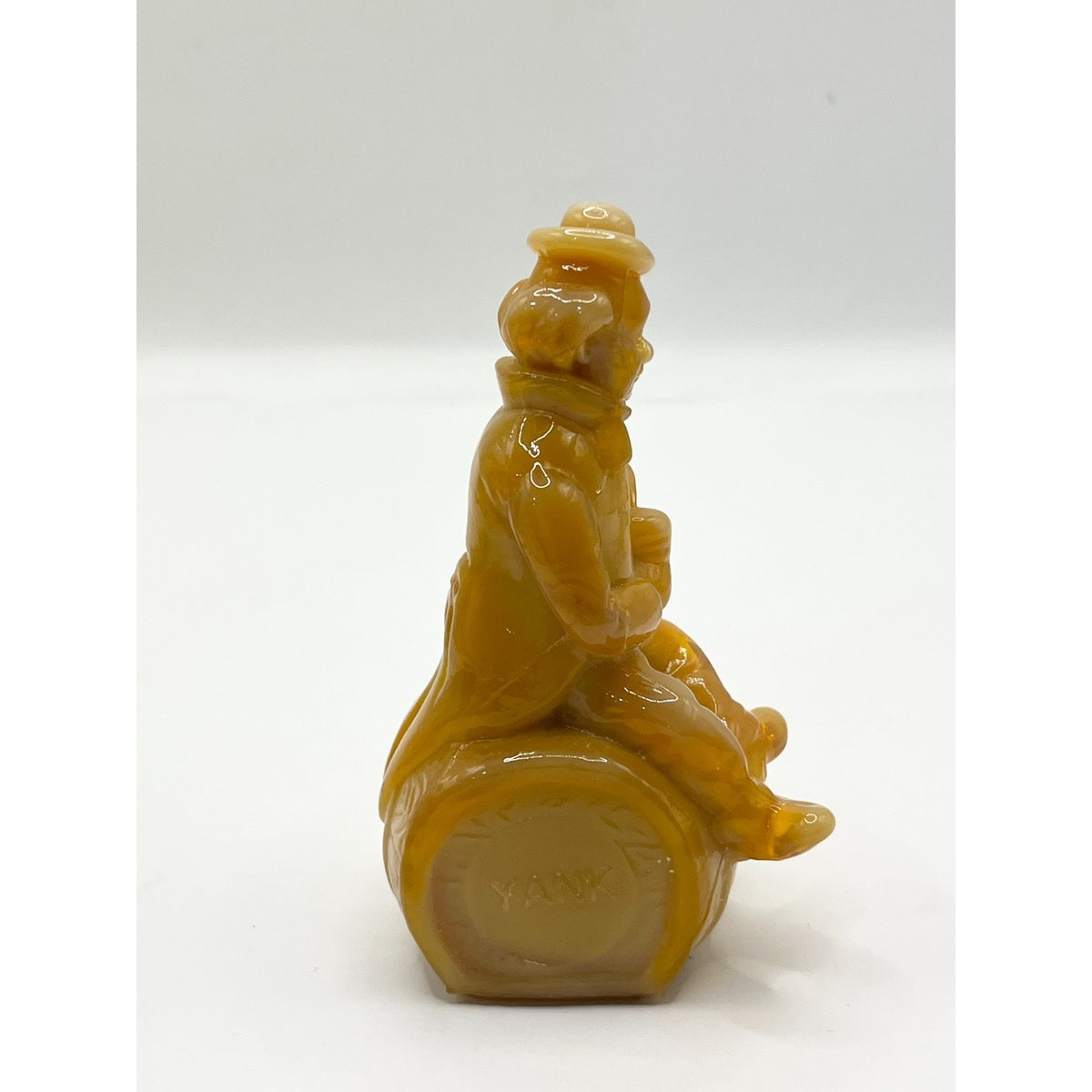 Vintage Mosser Glass Yank Clown Alley Amber Slag Figurine Original Box