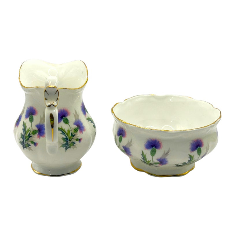 Vintage Royal Albert Brigadoon Bone China Creamer and Sugar Bowl with Gold Trim