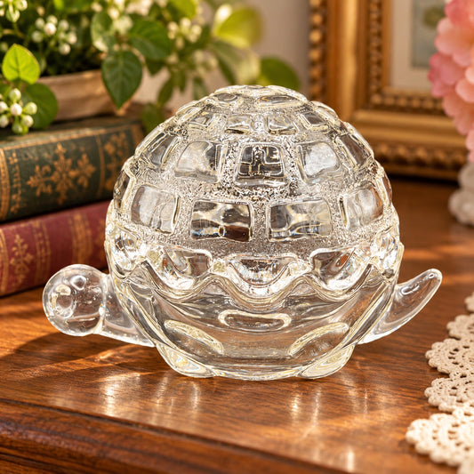 Vintage Anchor Hocking Clear Glass Turtle Trinket Dish with Lid