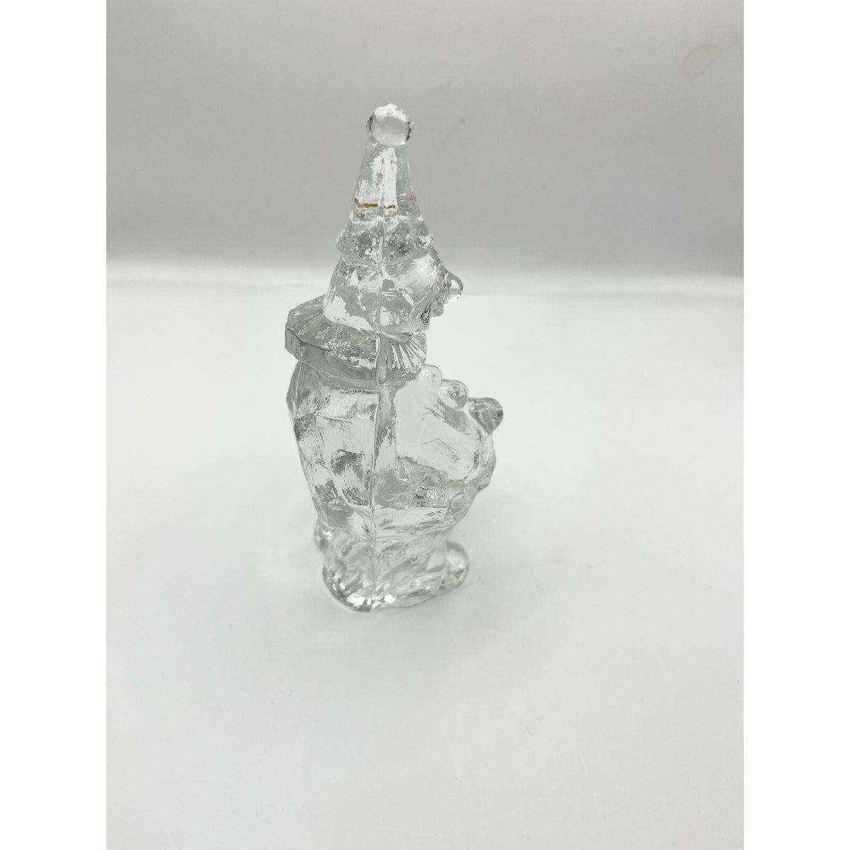 Vintage Pukeberg Sweden Art Glass Clown Paperweight Clear Manganese UV Glow