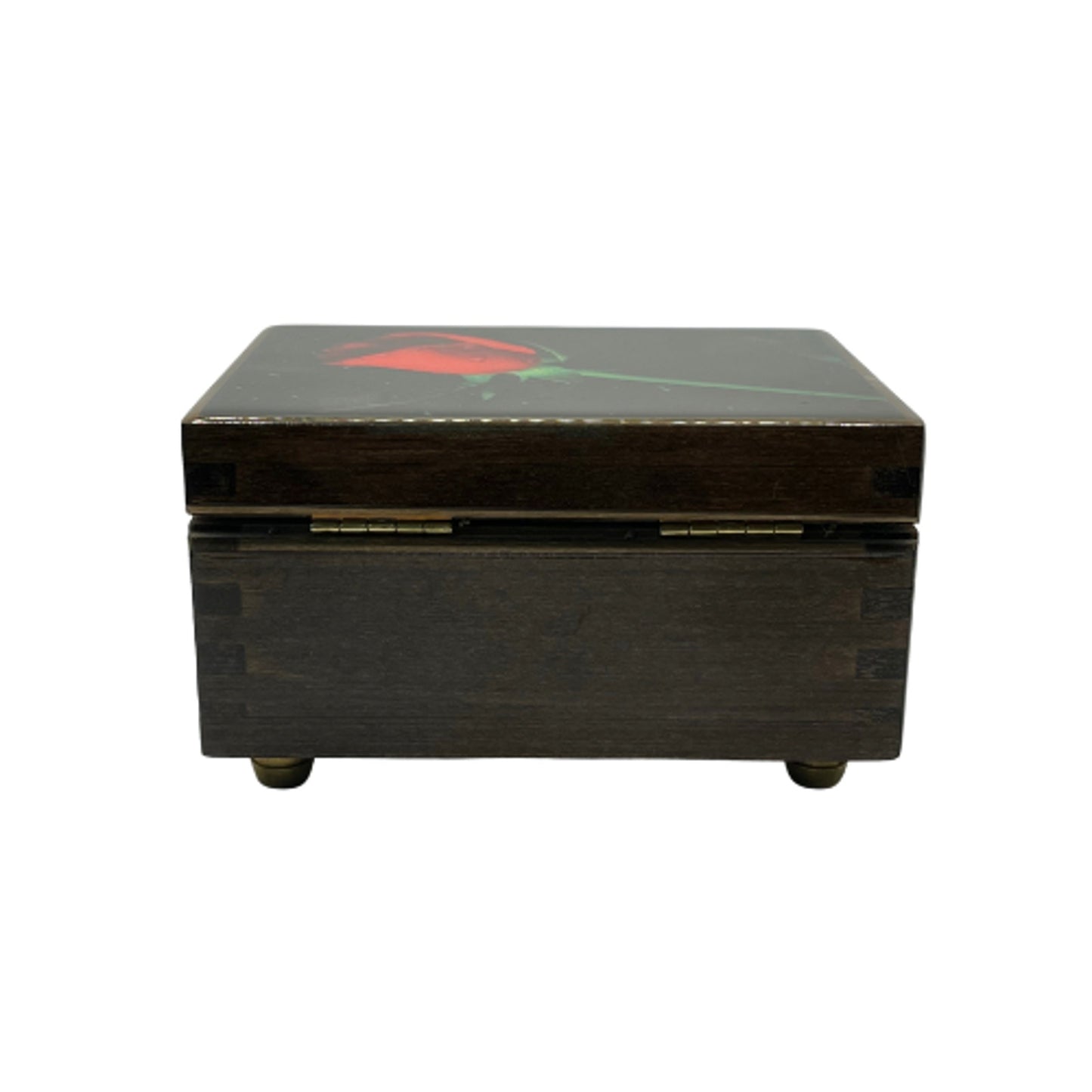 American Music Box Company "The Rose" Black Lacquer Jewelry Music Box