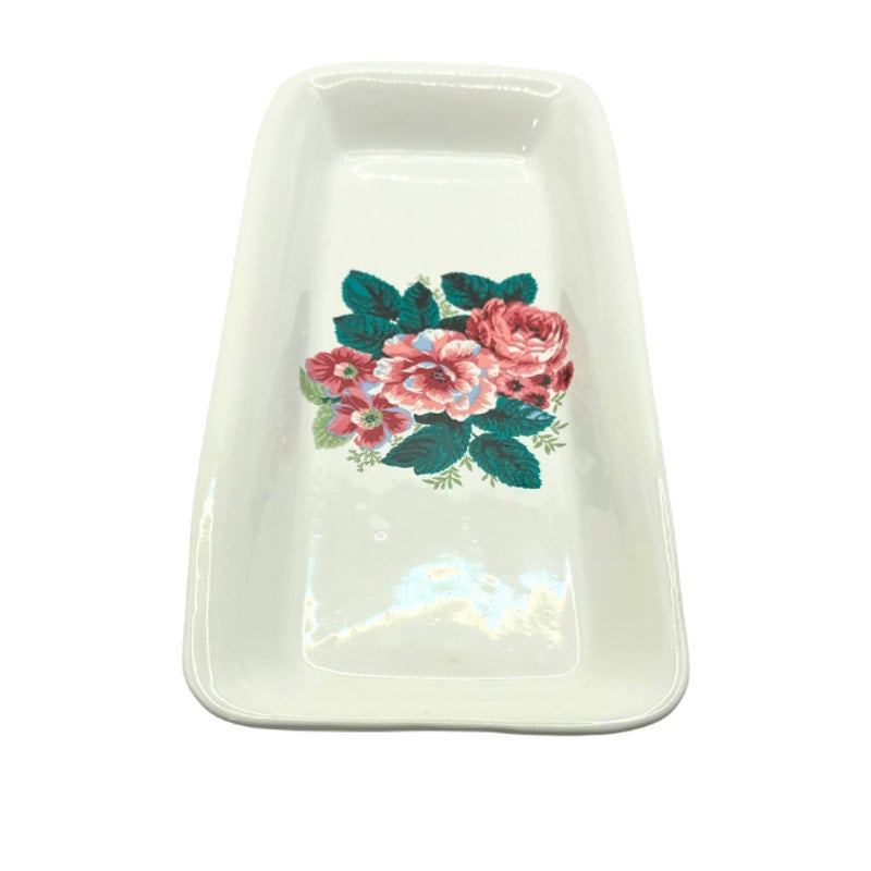 Vintage Waverly Valley Bouquet Ceramic Trinket Tray Vintage Vanity Dish
