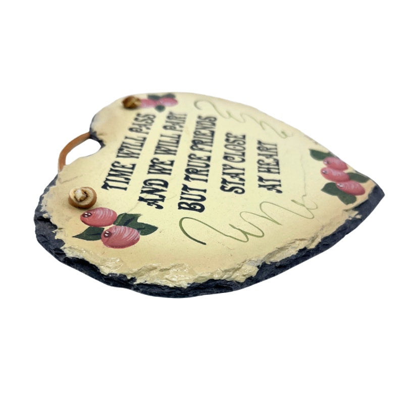 Vintage Plain Jane Painted Heart Stone Plaque Friendship Quote Sign