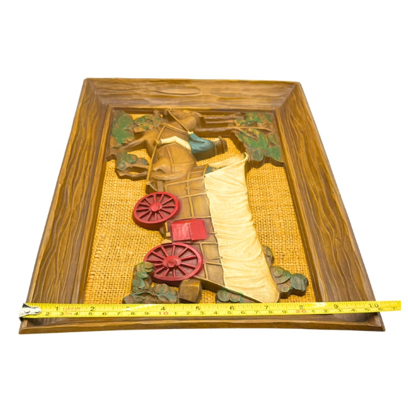 Vintage Syroco 3D Covered Wagon Wall Plaque