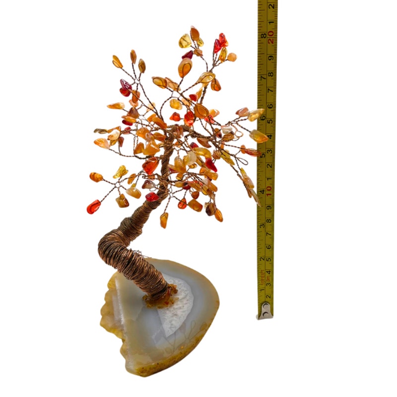 Vintage Gemstone Chalcedony  Tree of Life Copper Wire Geode Base
