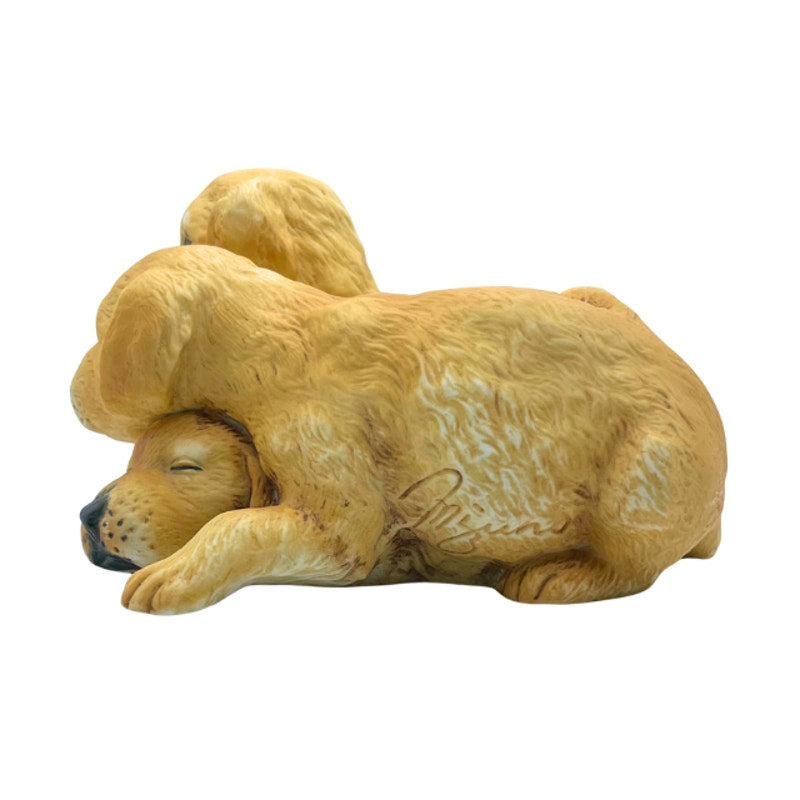 Vintage HOMCO 1987 Masterpiece Porcelain Golden Retriever Puppies Figurine