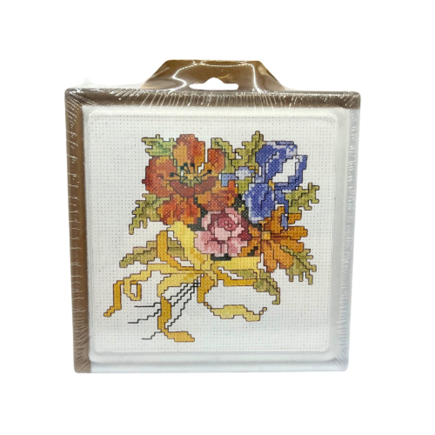 Vintage Cross-Stitch Hot Plate Floral Bouquet Trivet Kit NEW