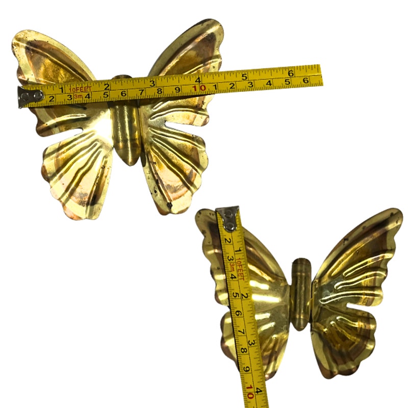 Vintage MCM Brass Metal Butterfly Wall Hangings Set of 5