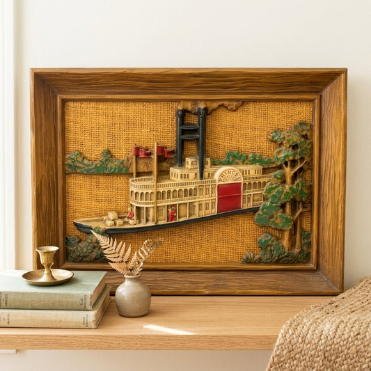 Vintage Syroco 3D Steamboat Wall Plaque Decor