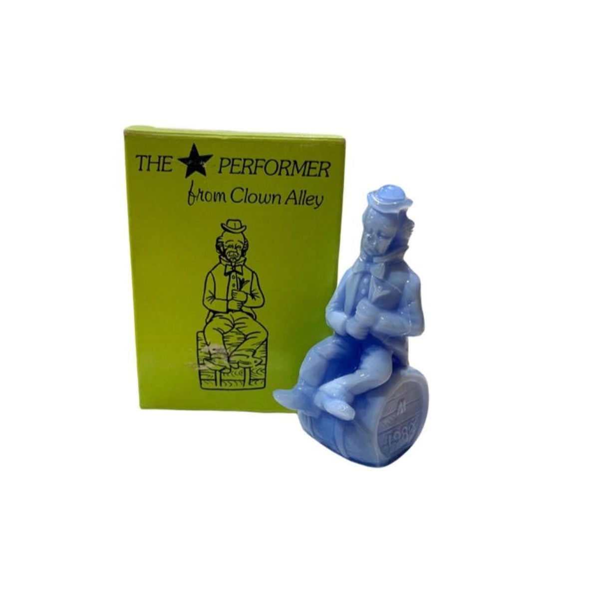 Vintage Mosser Glass Von Clown Alley Blue Slag Figurine Original Box