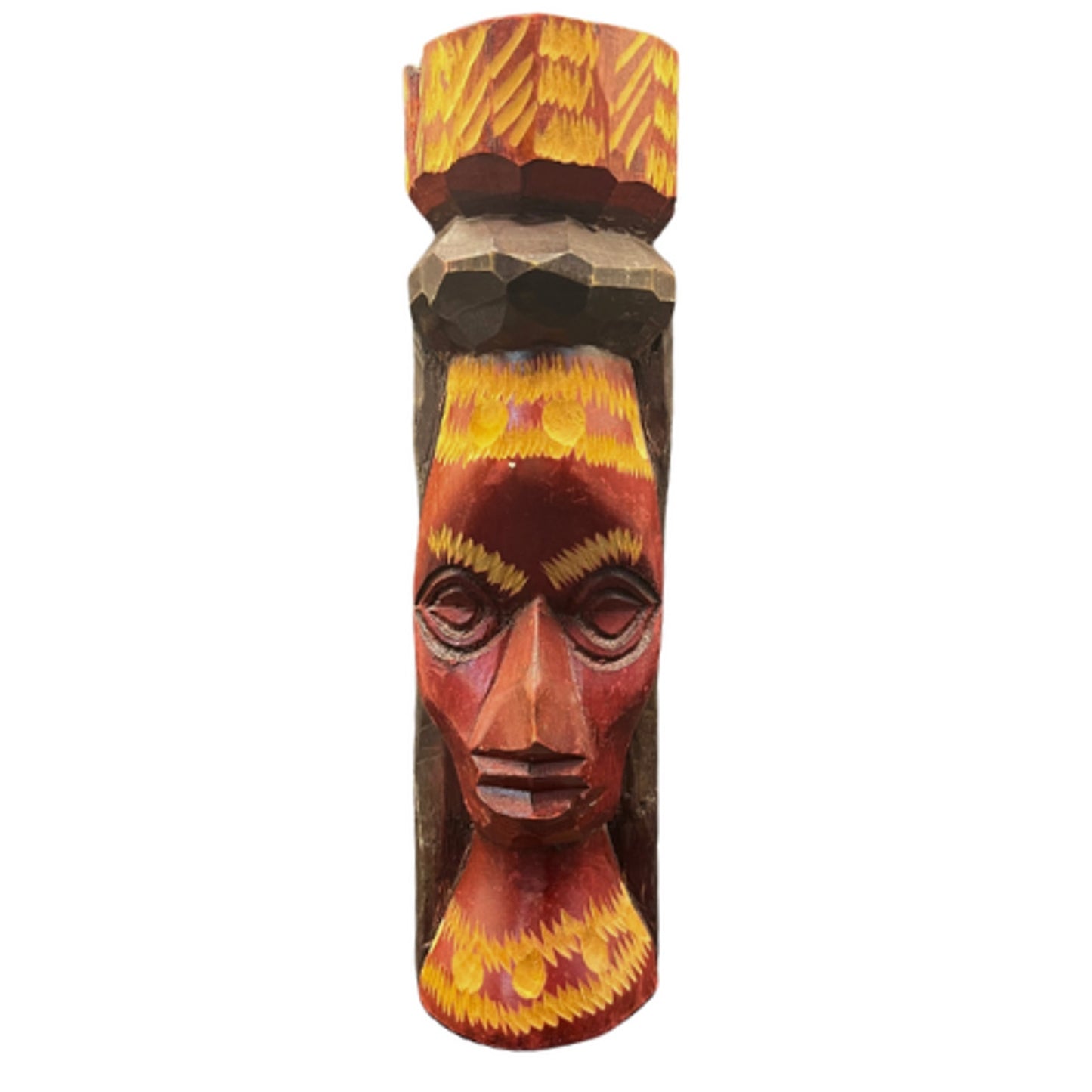 Vintage Hand Carved Jamaican Wooden Tiki Figure Folk Art Statue 8"