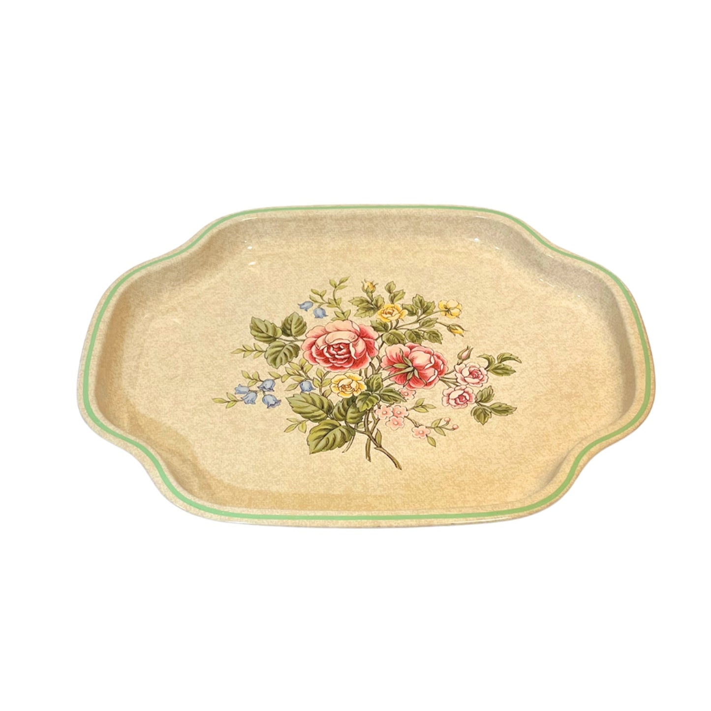 Vintage Metal Vanity Dresser Tray Trinket Dish Flowers Made in England for Avon