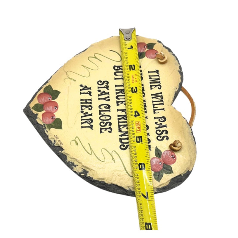 Vintage Plain Jane Painted Heart Stone Plaque Friendship Quote Sign