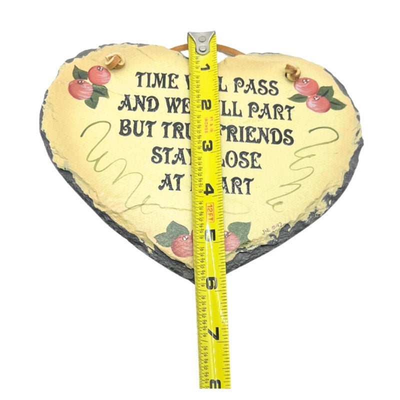 Vintage Plain Jane Painted Heart Stone Plaque Friendship Quote Sign