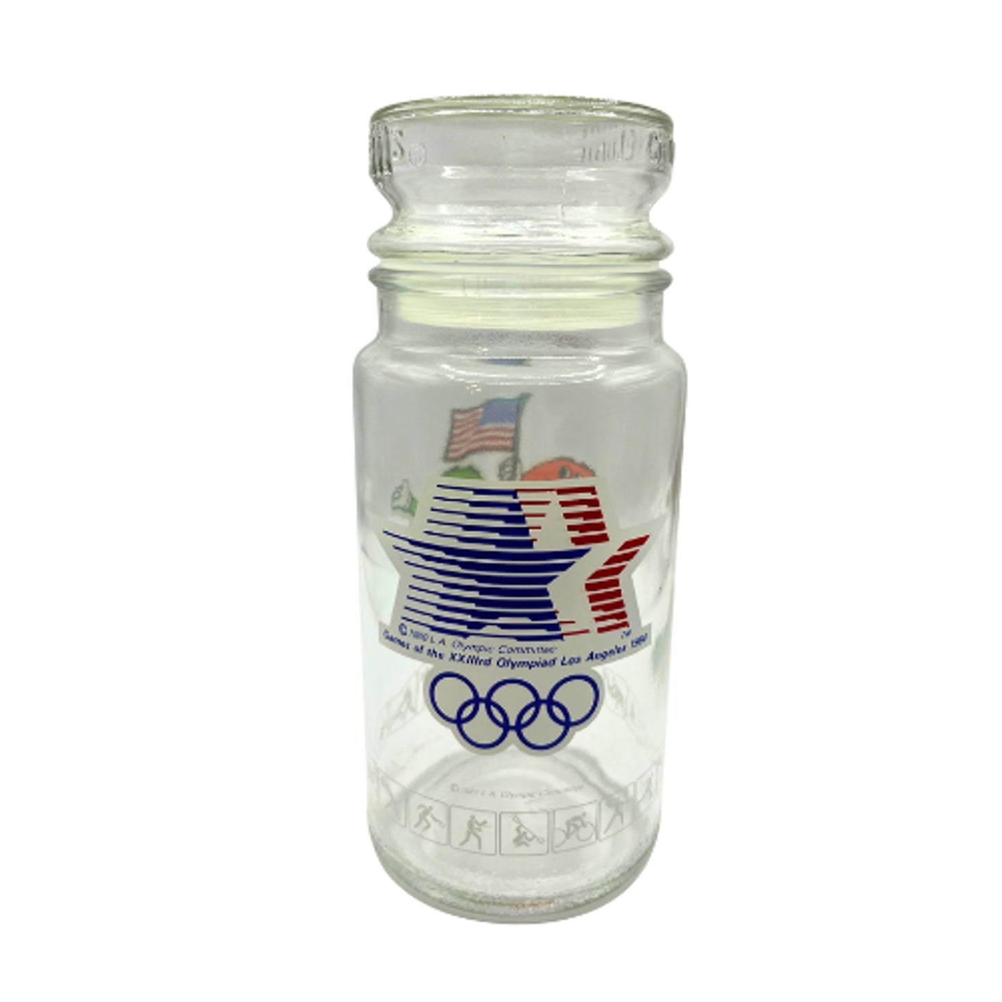 1984 Olympic Games Of Los Angeles M&M's Chocolate 8" Glass Candy Jar With Lid