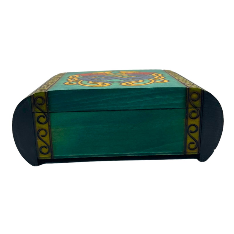 Polish Wooden Keepsake Box with Celtic Knot Design and Secret Locking Mechanism