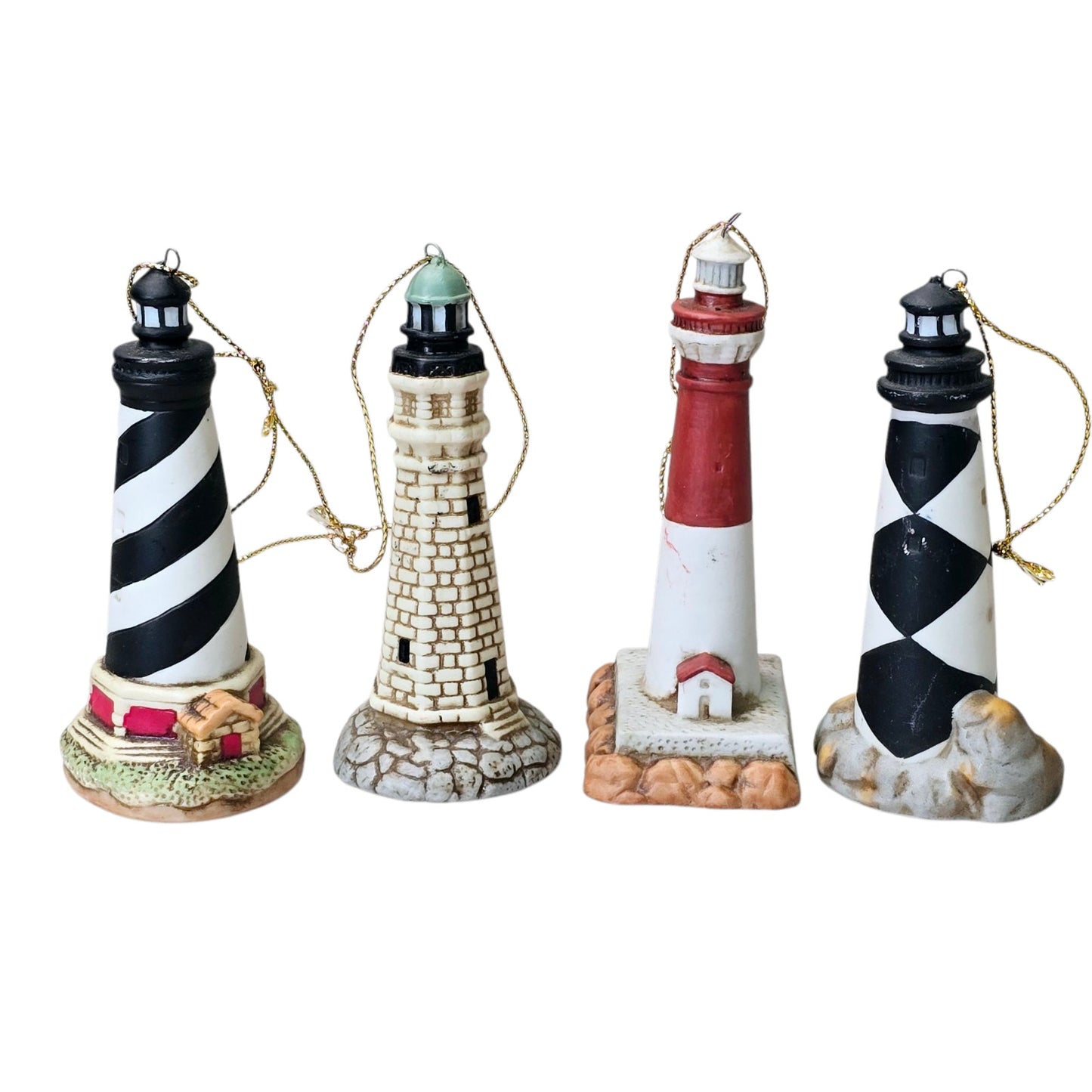 VTG Lefton Lighthouse Collectible Ornaments Nautical Beachfront Decor Set Of 4