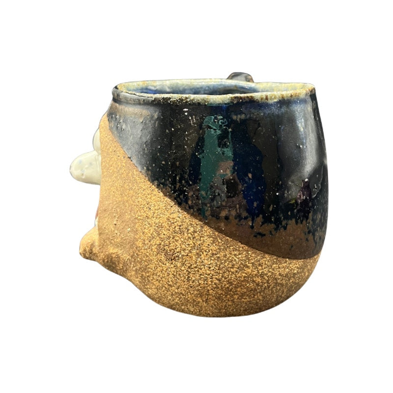 Vintage Artisan Handcrafted Stoneware 3D Face Mug Quirky Pottery Coffee Cup