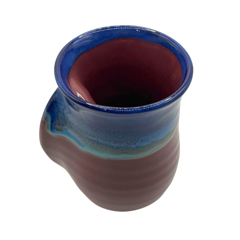 Clay in Motion Handwarmer Mug Signed Neher 2018 Purple Multicolor
