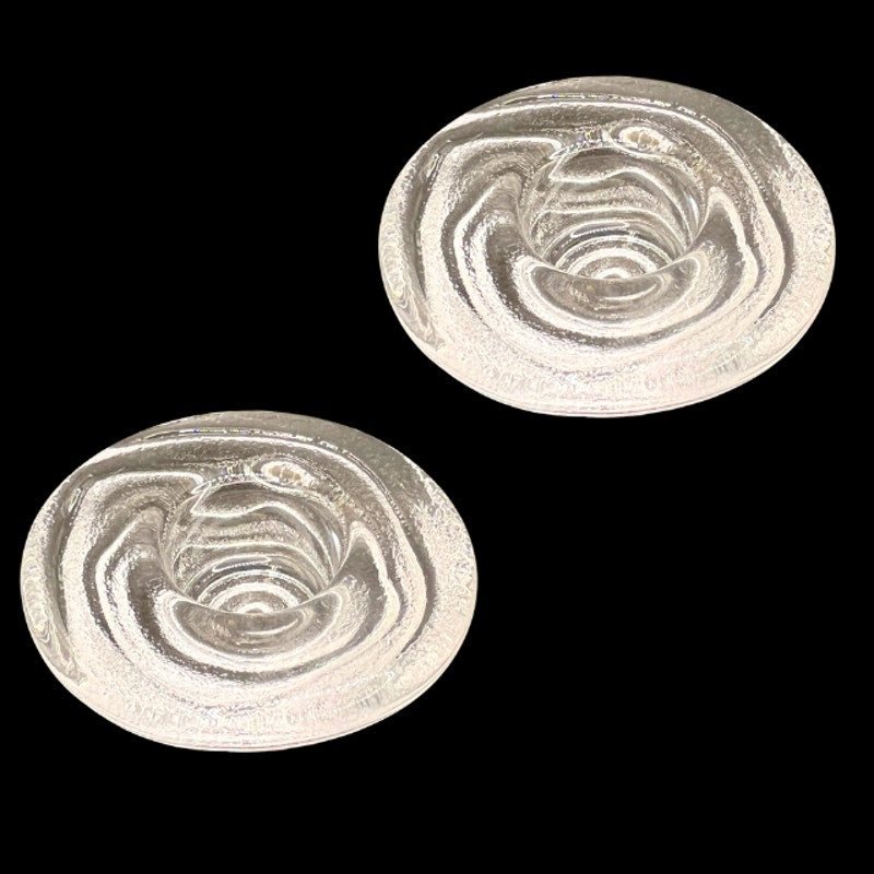 Simon Pearce Thetford Glass Tealight Votive Holders Set of 2 Swirling Wave