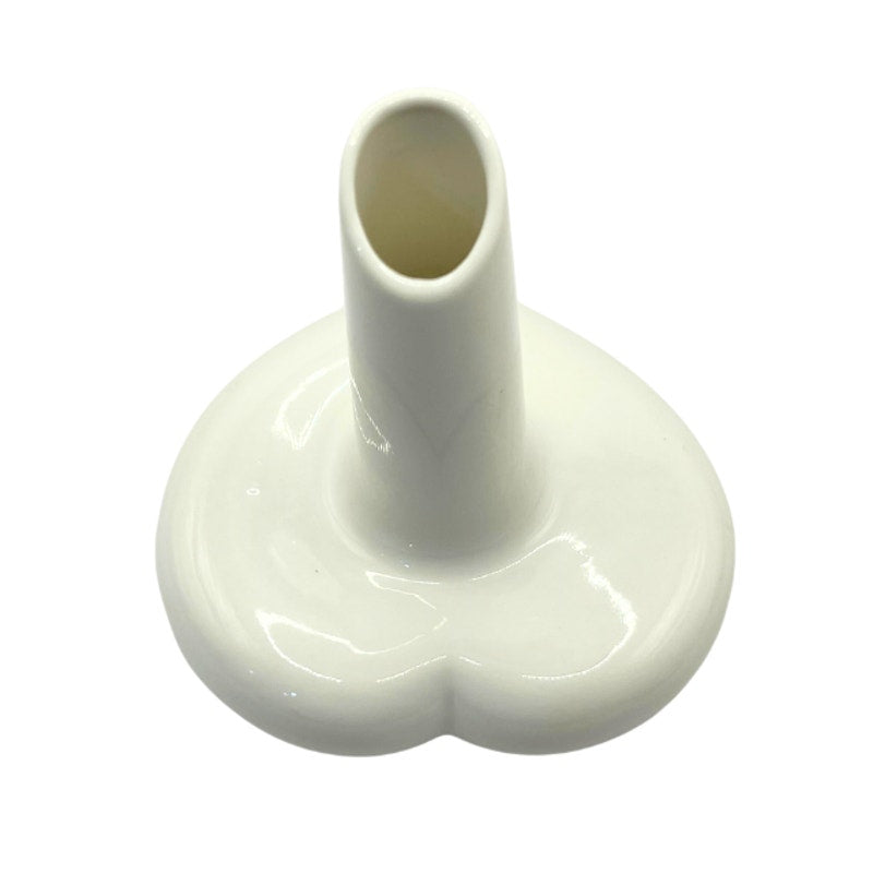 Vintage Palmero Ceramic Heart Bud Vase White Glazed Studio Art Pottery