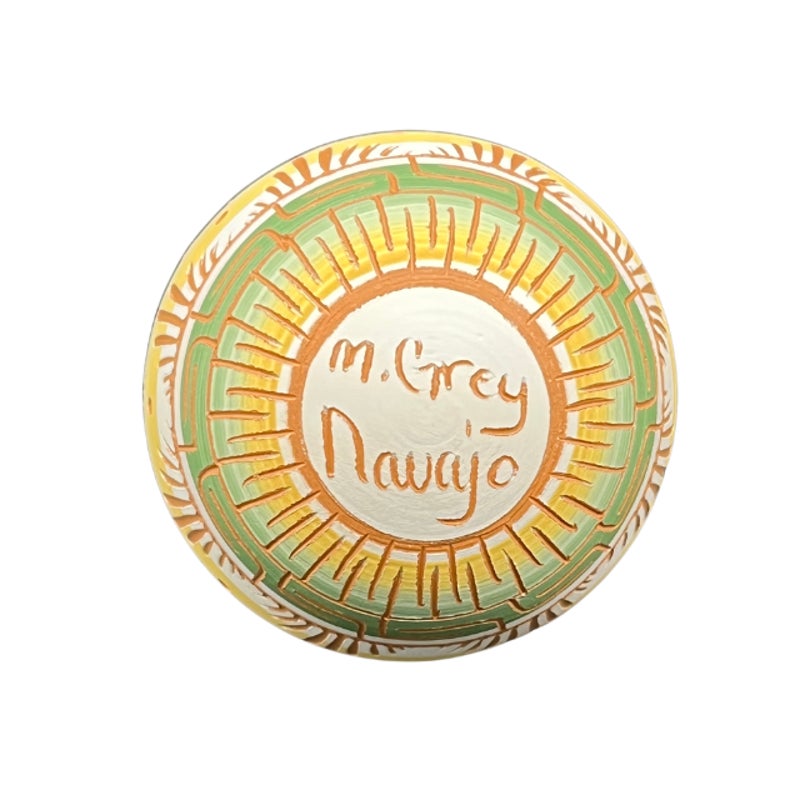 Navajo Pottery Christmas Ornament Sgraffito Etched Signed M. Grey Native Art
