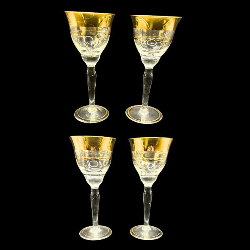 Vintage Avitra Golden 22k Gold Wine Glass Water Goblet Dorothy Thorpe Style