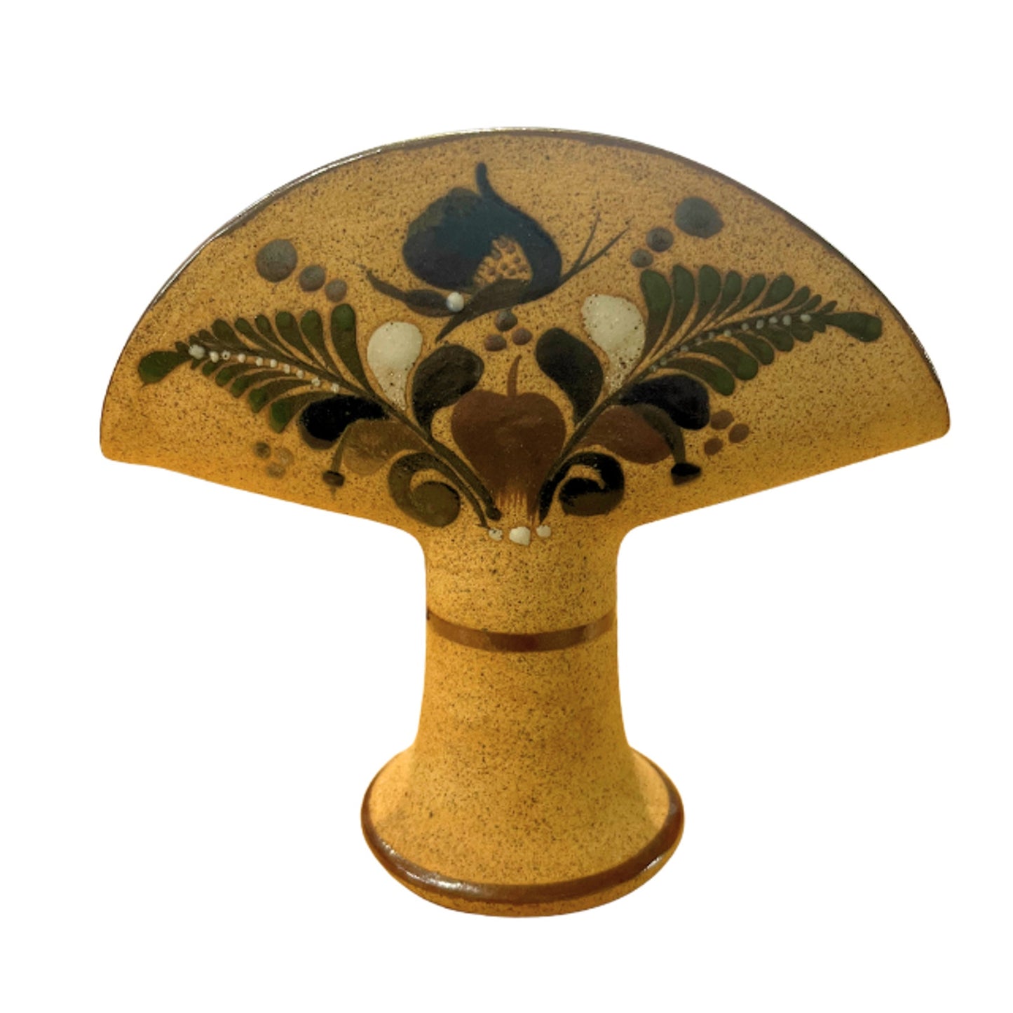 Vintage Mexican Tonala Sandstone Pottery Van Vase/ Napkin Holder Signed