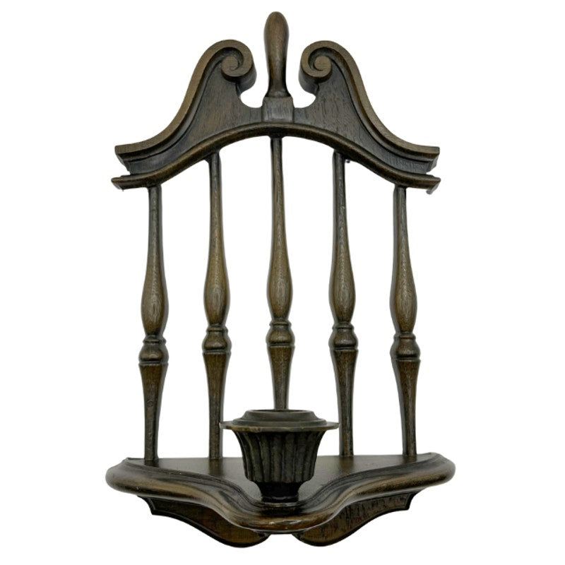 Vintage 1974 Homco Wall Sconce Dark Brown Faux Wood Spindle Design