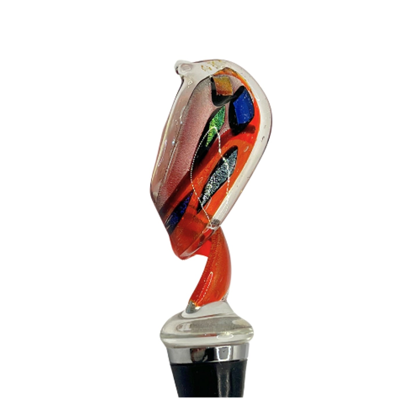 Dichroic Swirl Red Art Glass Wine Stopper Bottle Stopper