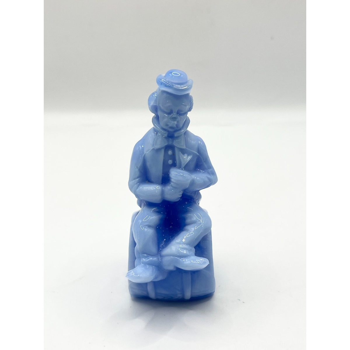 Vintage Mosser Glass Von Clown Alley Blue Slag Figurine Original Box
