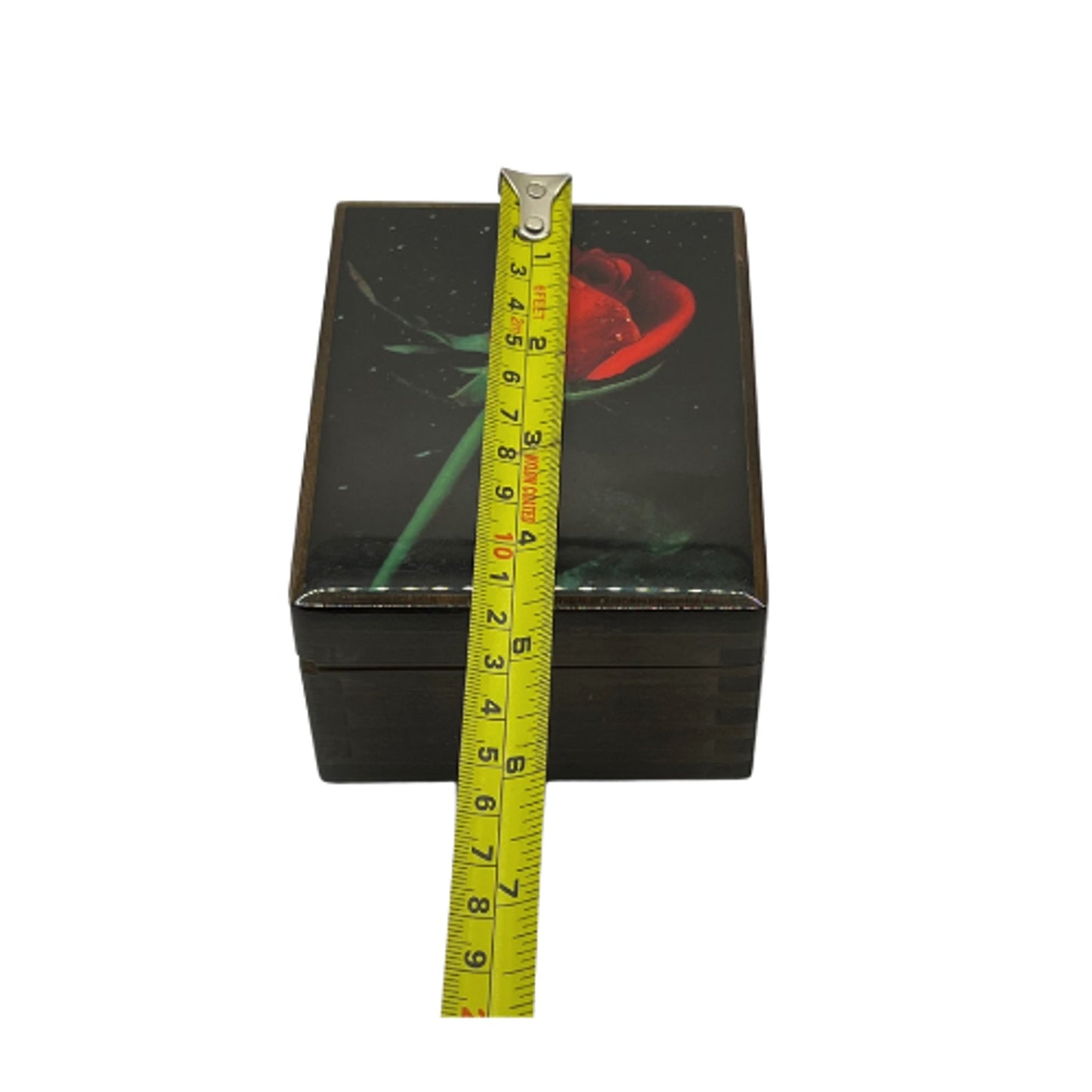 American Music Box Company "The Rose" Black Lacquer Jewelry Music Box