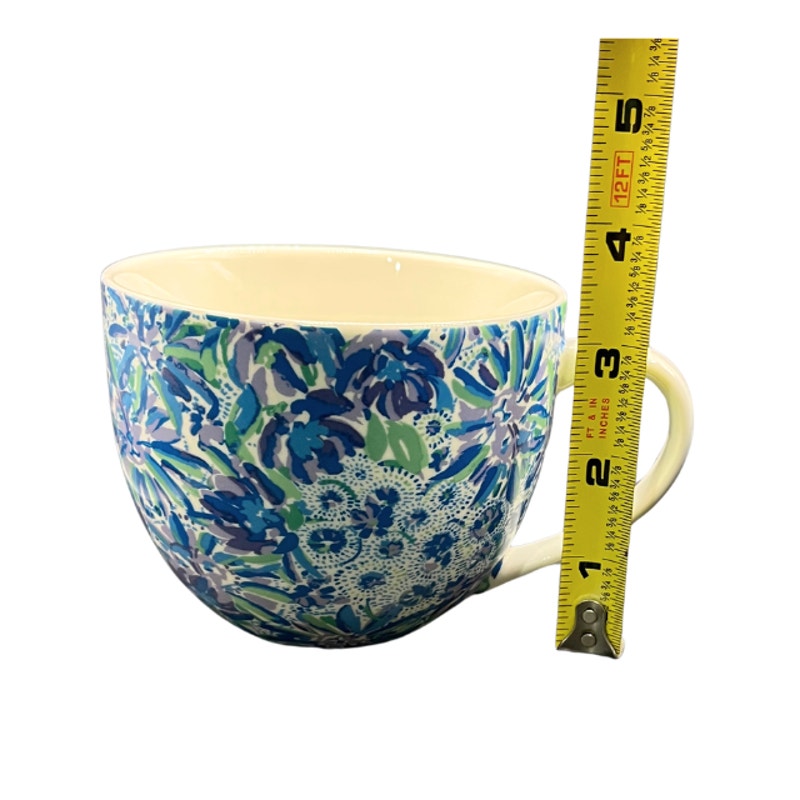 Lilly Pulitzer Ceramic Coffee Mugs Blue Floral High Maintenance Set of 2