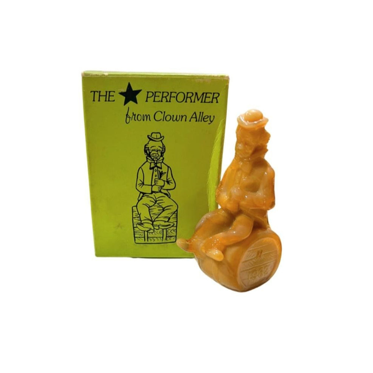 Vintage Mosser Glass Yank Clown Alley Amber Slag Figurine Original Box