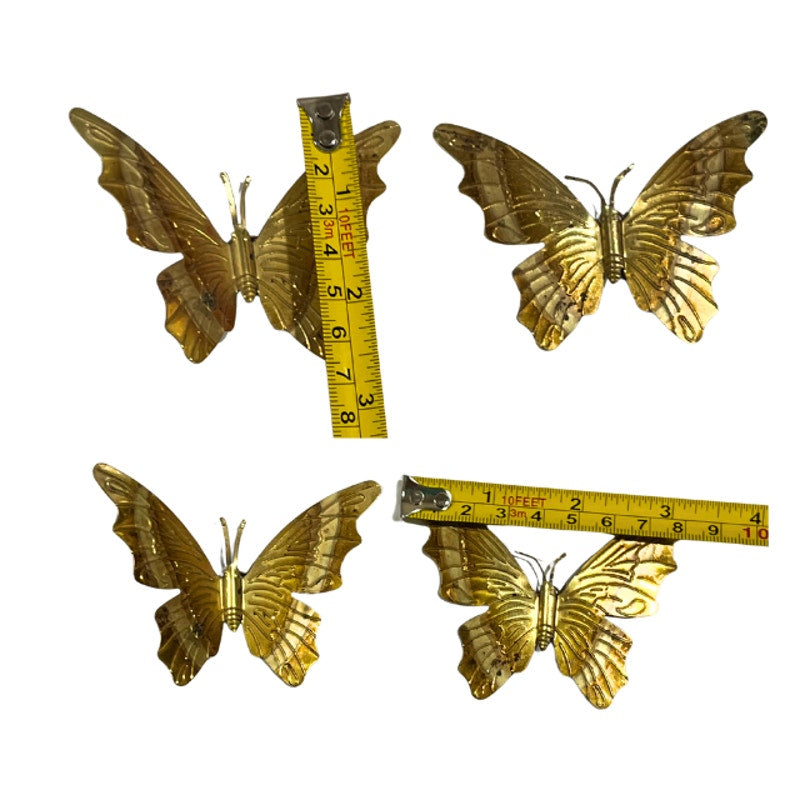Vintage MCM Brass Metal Butterfly Wall Hangings Set of 5