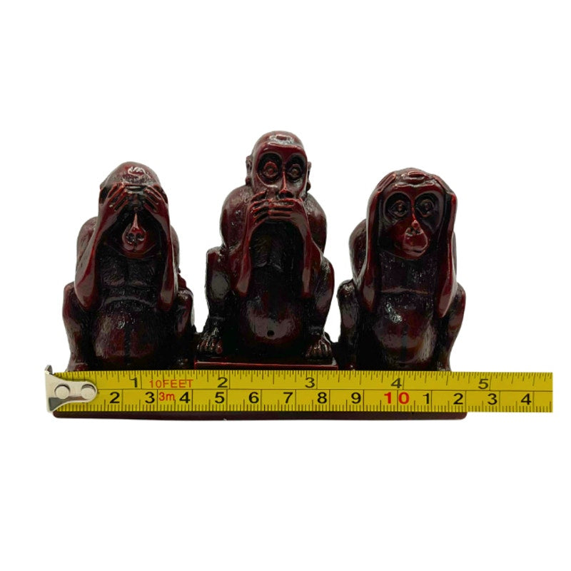 Vintage Chinese Wise Monkeys Carved Cinnabar Lacquer Figural Desk Piece Figurine