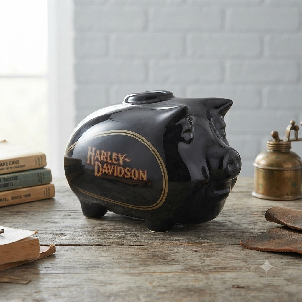 Vintage Harley Davidson Ceramic Motorcycle Gas Tank Piggy Bank