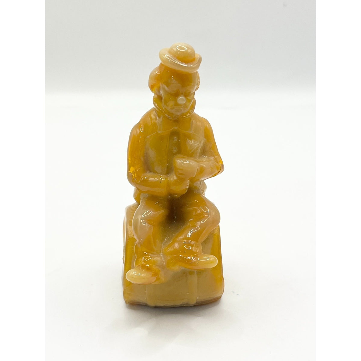 Vintage Mosser Glass Yank Clown Alley Amber Slag Figurine Original Box