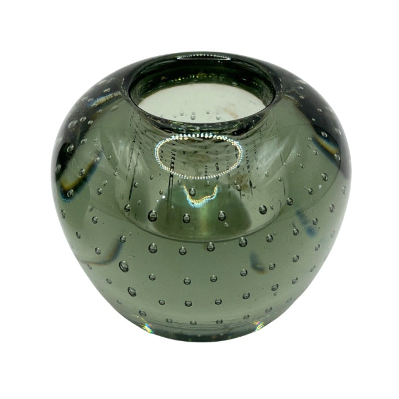 Vintage Holmegaard Smoky Gray Art Glass Tapered Candle Holder Set
