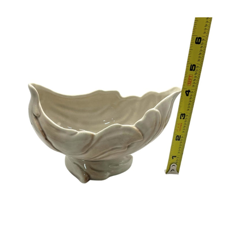 Roselane Pottery Vintage Mid Century Ceramic Leaf Planter Footed Bowl