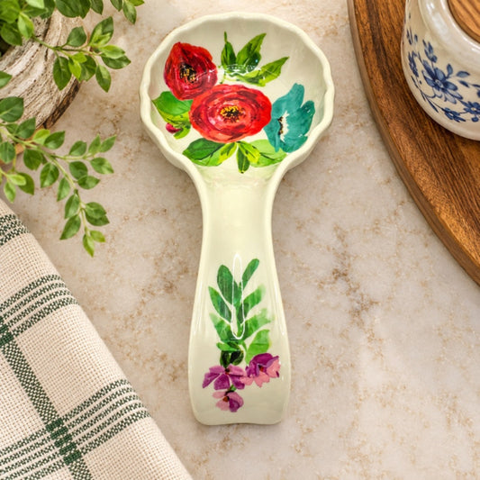 Pioneer Woman Clara Poppy Floral Melamine Spoon Rest Kitchen Decor 8.5 inch