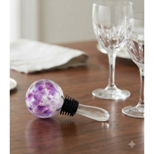 VTG Henrietta Glass Wine Stopper Hand Blown Glass Birth Stone June Alexandrite