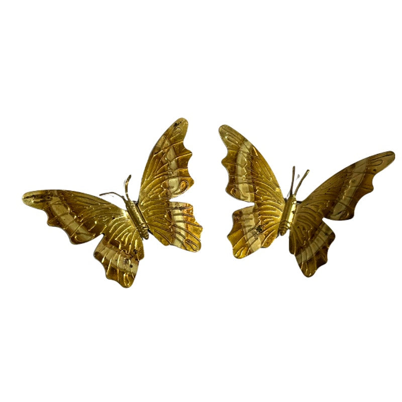 Vintage MCM Brass Metal Butterfly Wall Hangings Set of 5