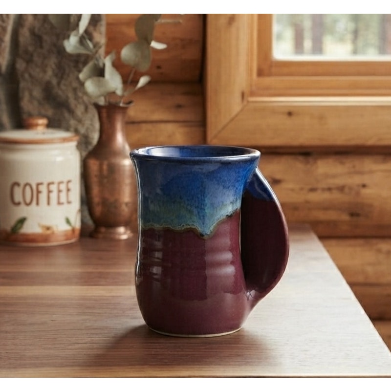 Clay in Motion Handwarmer Mug Signed Neher 2018 Purple Multicolor