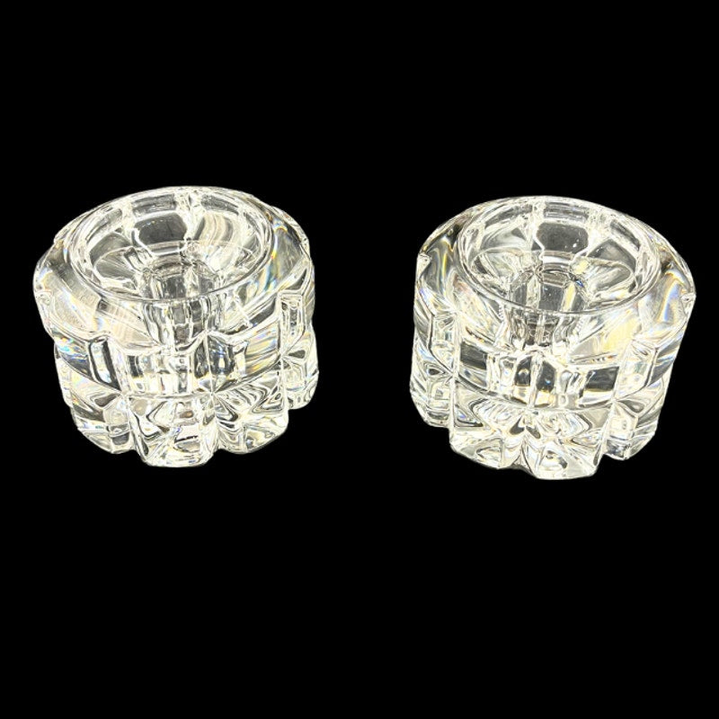 Godinger Clear Crystal Glass Diamante Tapered Candle Votive Holder Pair Set of 2