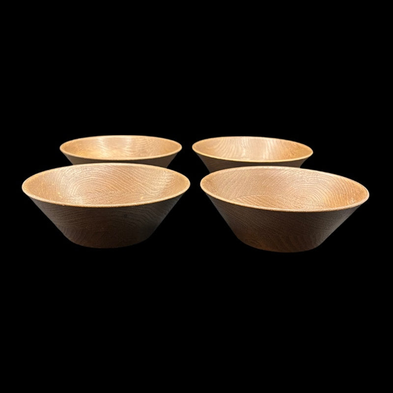 Vintage Thermo Serv Faux Wood Grain Plastic Salad Bowls Set of 4 1970s
