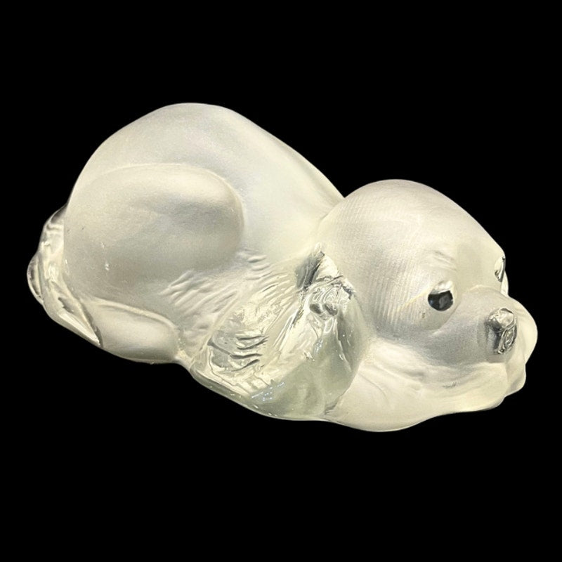 RARE Viking Glass Cocker Spaniel Frosted Satin Crystal Puppy Paperweight