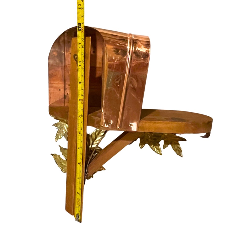 Vintage Wood & Copper Wall Mailbox Ivy Leaves Home Interiors Homco