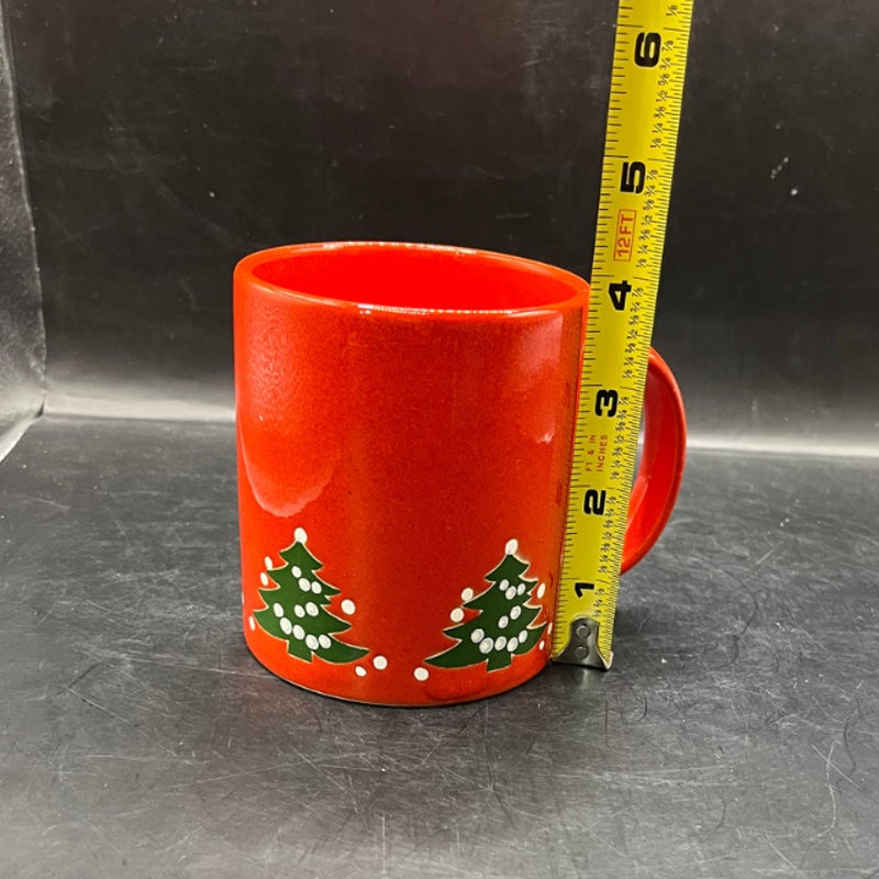 Vintage Waechtersbach Christmas Tree Red Ceramic Coffee Mug West Germany 4 In