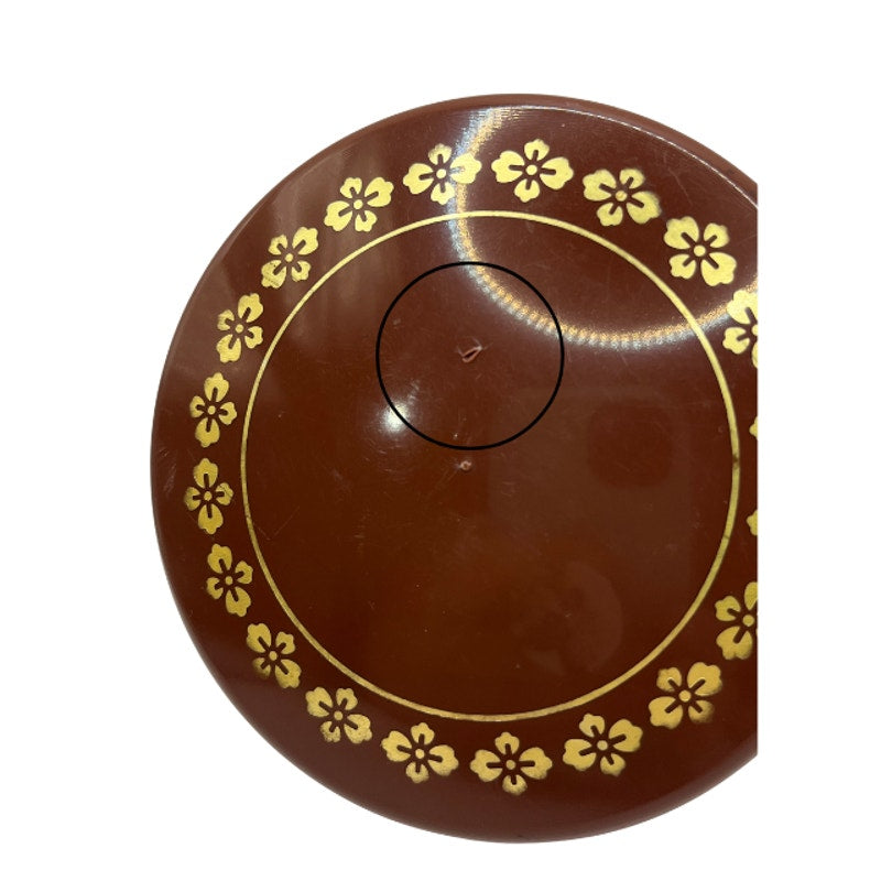 Vintage Japanese Lacquerware Lidded Container Cherry Blossom Bowl